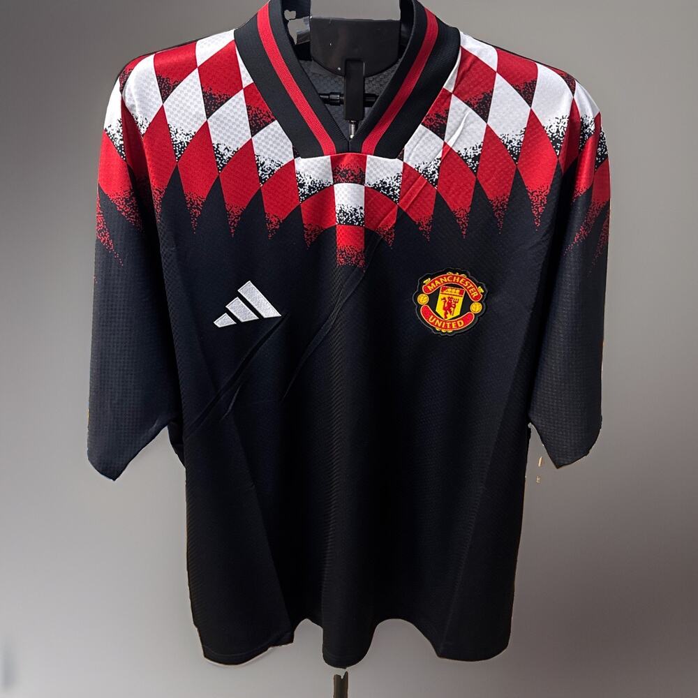 Adidas Manchester United Stadium Jersey men’s 2XL Black Red EPL Soccer